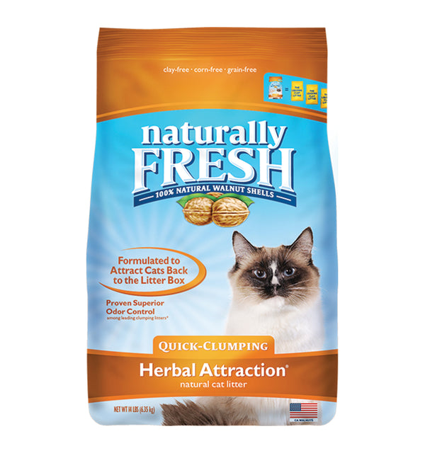 Naturally Fresh Litière pour chat à base de noix, attirance aux herbes, agglomération rapide, 14-lb