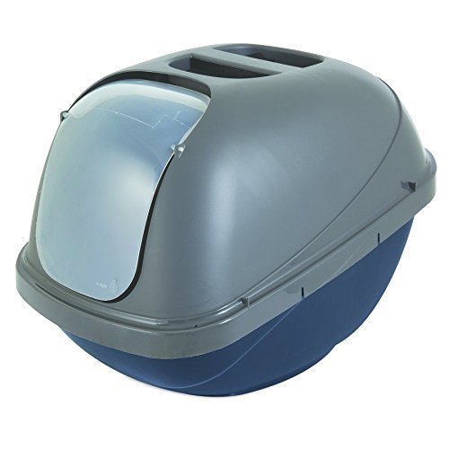 Petmate Basic Hooded Cat Litter Pan, Blue Steel, Jumbo