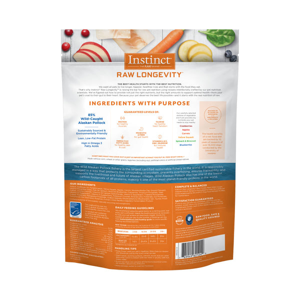 Instinct Raw Longevity Wild-Caught Alaskan Pollock Bites Frozen Dog Food, 4-lb