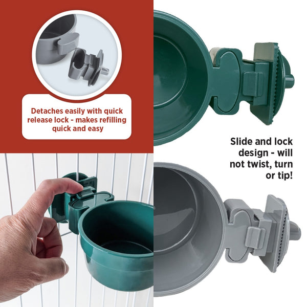 HARI Lock & Crock Food and Water Bowl, Green, 6-oz