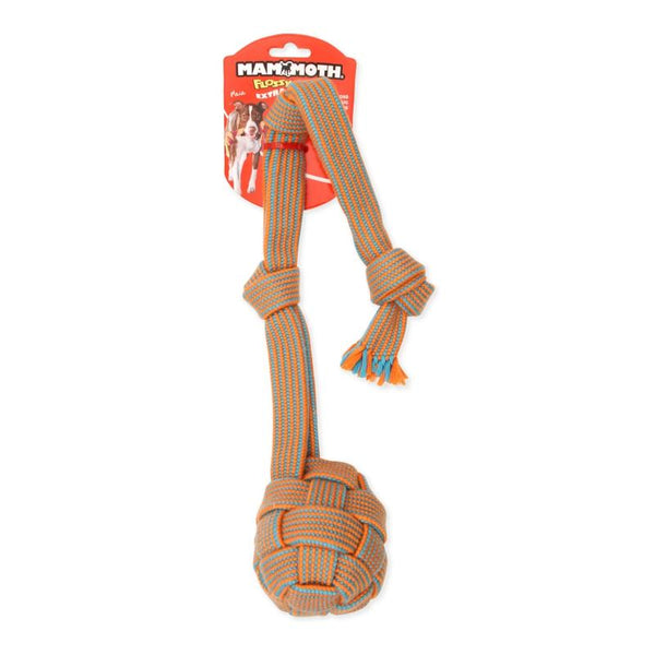 Mammoth Extra Flossy Chews Webbing Ball with Fling Handle Dog Toy
