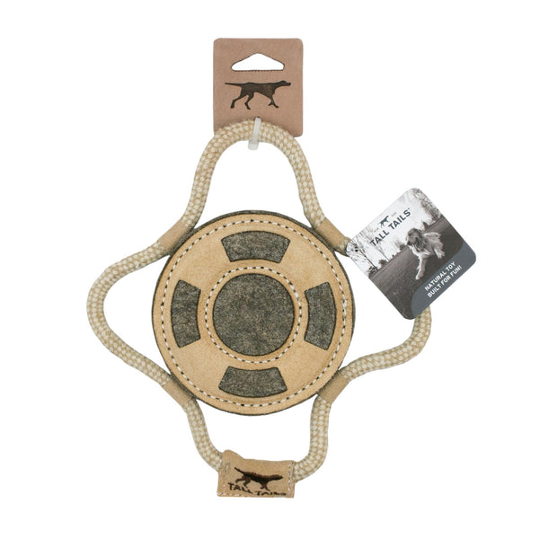 Tall Tails Natural Leather Lifebuoy Tug Dog Toy, 9-in