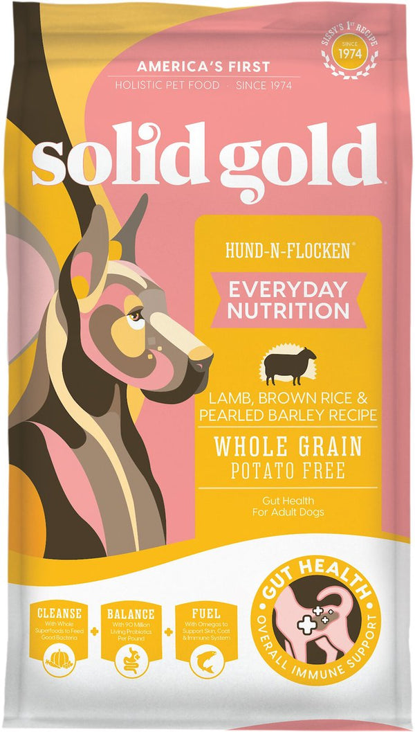 Solid Gold Hund-n-Flocken Agneau, Riz brun et Orge perlé Recette croquettes pour chien adulte