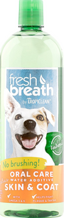 Tropiclean Fresh Breath Water Additive + Plus Skin & Coat, 33.8-oz bottle