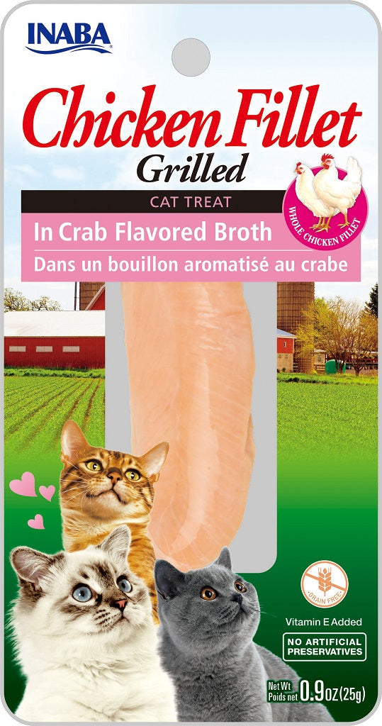 INABA Grilled Chicken Fillet in Crab Broth Grain-Free Cat Treats, 0.9-oz