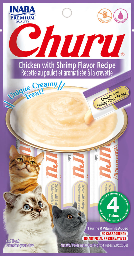 INABA Churu Puree Chicken with Shrimp Flavor Grain-Free Cat Treat