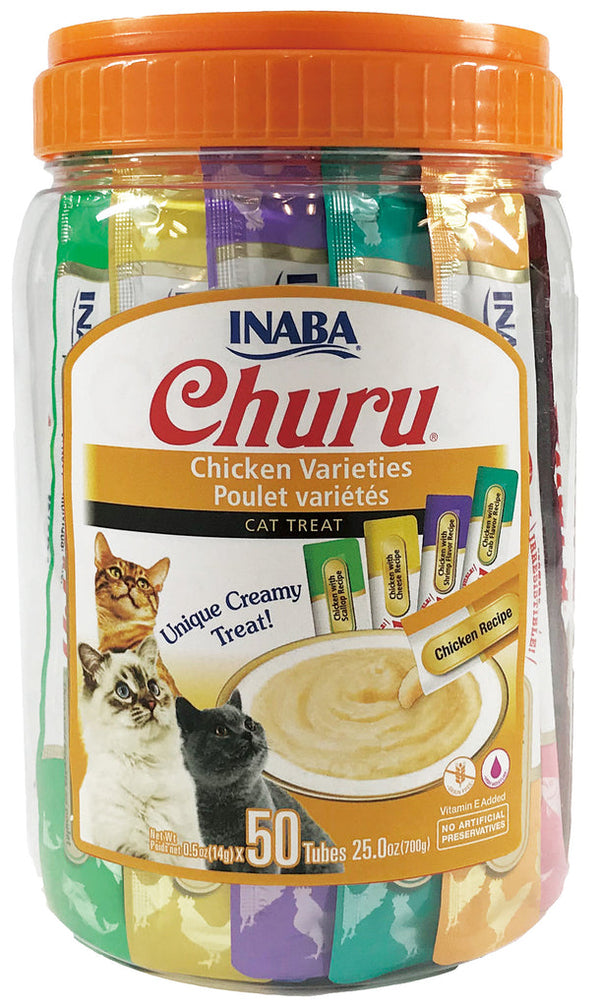 INABA Churu Puree Chicken Variety Pack Grain-Free Cat Treats