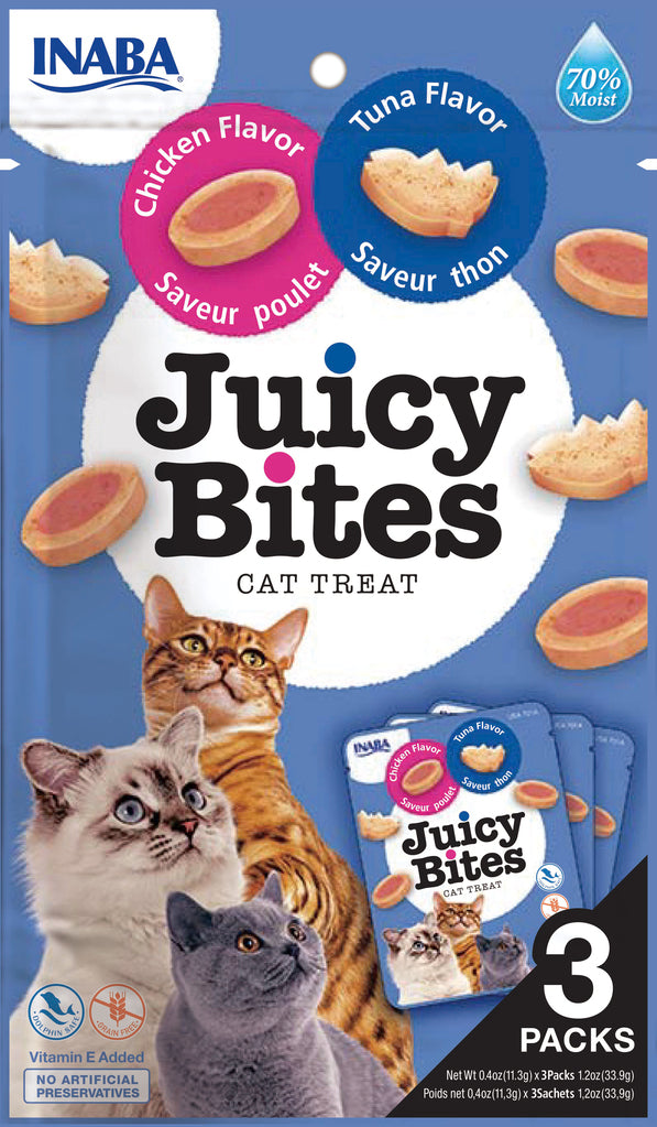 INABA Juicy Bites Tuna & Chicken Flavor Grain-Free Cat Treats, 3-pk