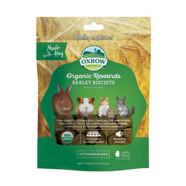 Oxbow Bene Terra Organic Barley Biscuits Small Animal Treats, 2.65-oz
