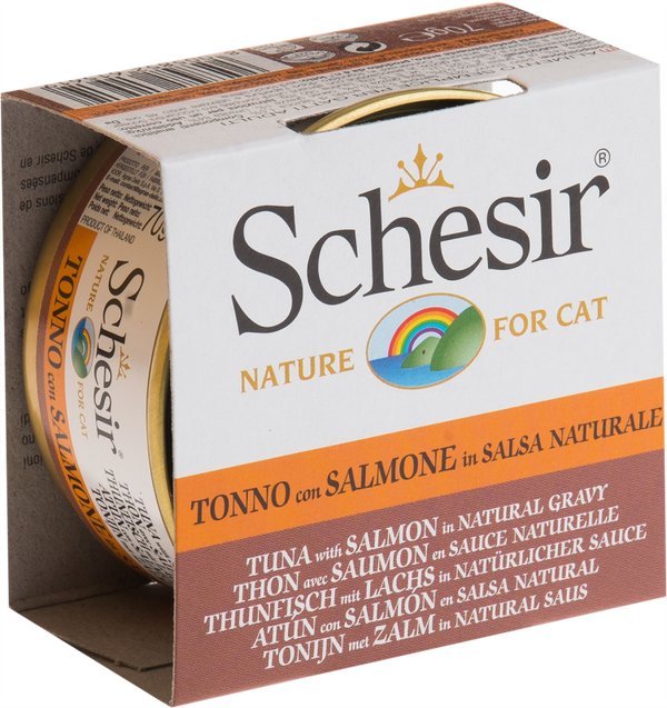 Schesir Natural Gravy Tuna & Salmon Wet Cat Food Can