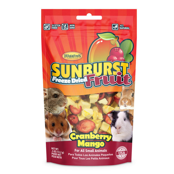 Friandises pour petits animaux Higgins Sunburst fruits lyophilisés Canneberge Mangue, 0,5 oz