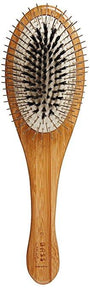 Bass Brushes Shine & Condition with Natural Bristle + Alloy Pin & Bamboo Handle Pet Brush, Dark/ Stripped, Medium Oval