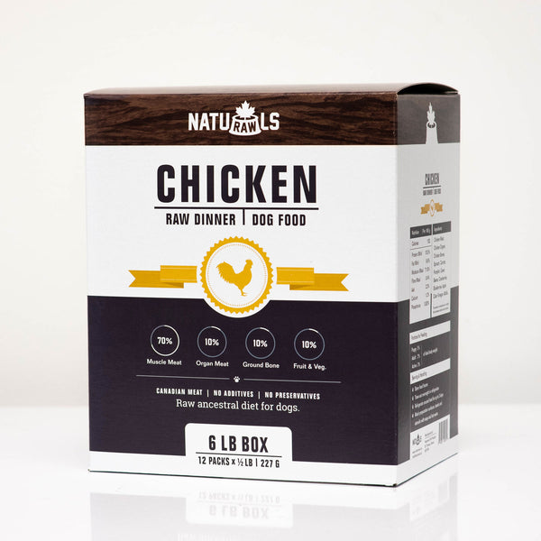 Naturawls Nourriture crue pour chiens au poulet.