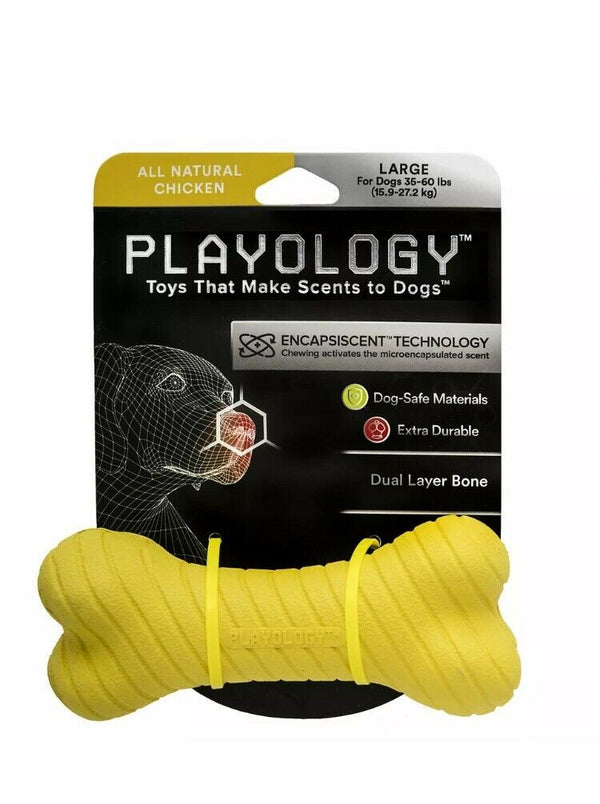 Playology Jouet Ï mâcher pour chien Os Ï double couche parfum poulet