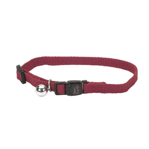 Coastal New Earth Soy Adjustable Breakaway Cat Collar, Cranberry, 8-12-in