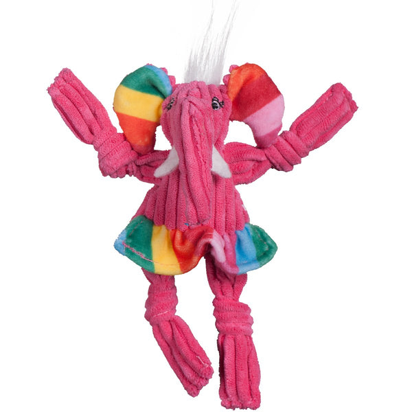HuggleHounds Knottie Rainbow Elephant Plush Dog Toy