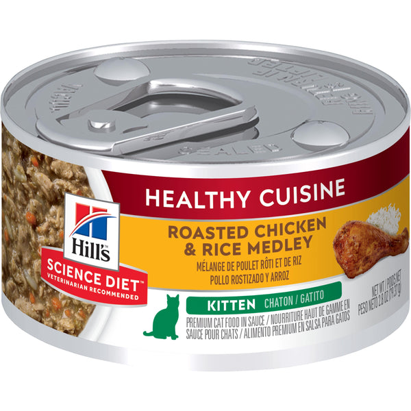 Hill's Science Diet Kitten Healthy Cuisine Mélange de poulet rôti et riz nourriture humide pour chatons