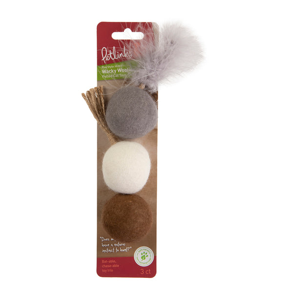 SmartyKat Instincts Jouet pour chat Wacky Woolies, lot de 3