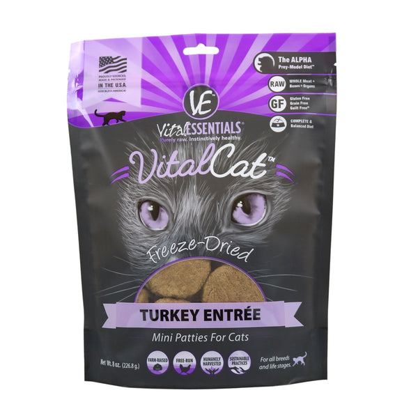 Vital Essentials Vital Cat Turkey Mini Patties Raw Freeze-Dried Cat Food