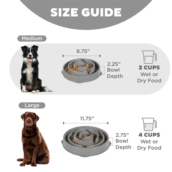 Outward Hound Fun Feeder Slo Bowl Dog Slow Feeder, Grey