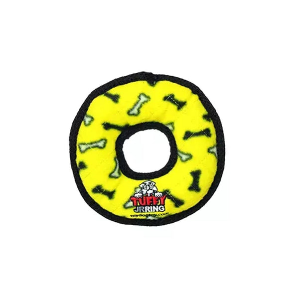 Tuffy Junior Ring Dog Toy, Yellow Bones