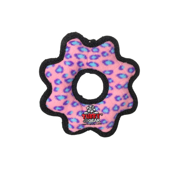 Tuffy Junior Gear Ring Dog Toy, Pink Leopard