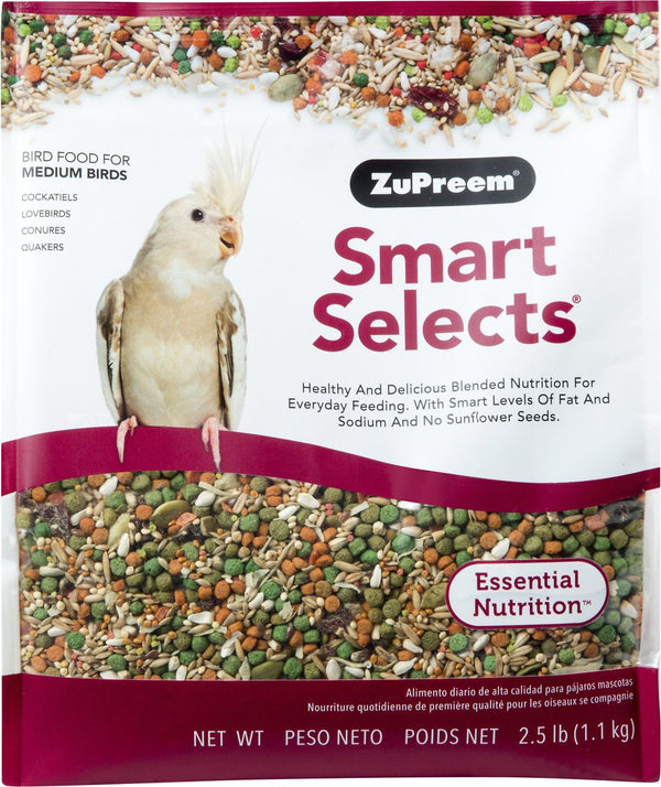 ZuPreem Smart Selects Nourriture pour oiseaux Perruche et Inséparable, 2.5-lb