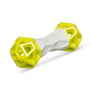 Messy Mutts Totally Pooched Flex n' Squeak Dumbbell Treat Dispensing Dog Toy, Grey/Green, 7-in