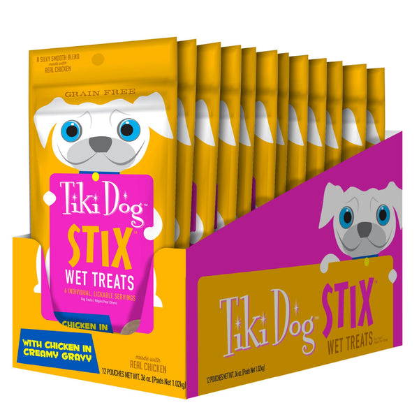 Gâteries humides pour chiens Tiki Dog Stix Poulet en sauce crémeuse