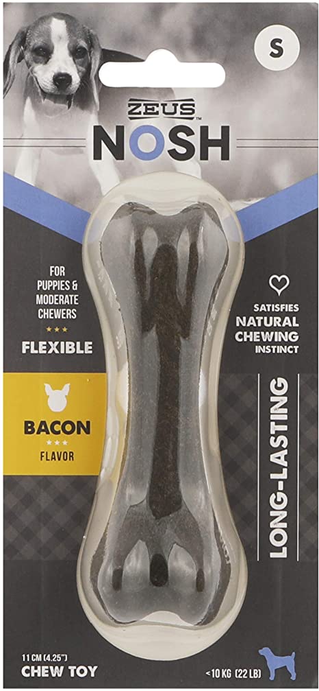 Zeus Nosh Bacon Flavored Bone Puppy Dog Toy