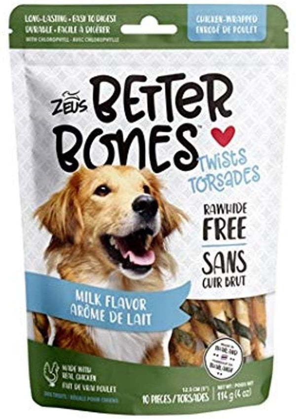 Zeus Better Bones Chicken-Wrapped Twists Milk Flavored Dog Treats