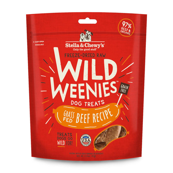 Stella & Chewy's Wild Weenies Friandises pour chiens lyophilisées Recette bœuf nourri à l'herbe