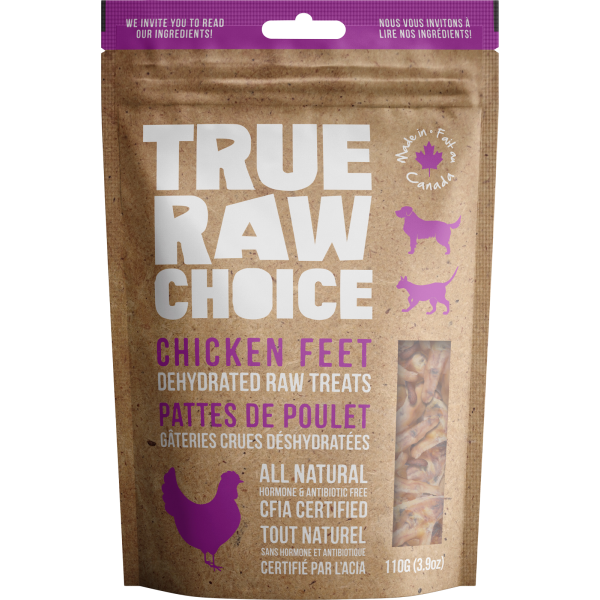 True Raw Choice Dehydrated Chicken Feet Cat & Dog Treats, 110-gram