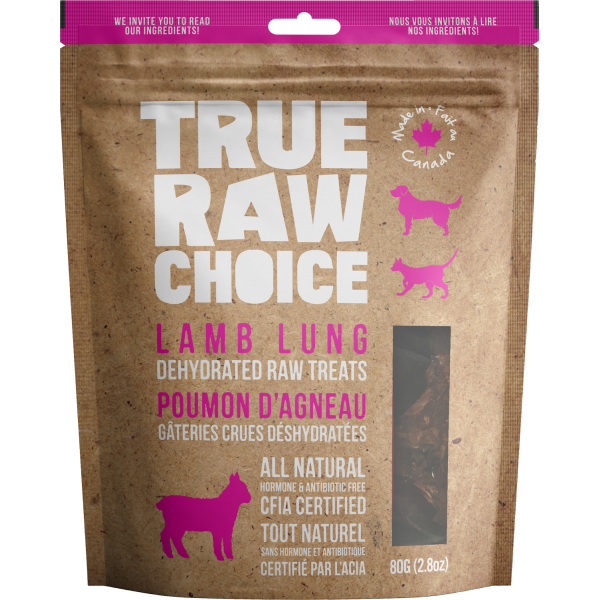 True Raw Choice Dehydrated Lamb Lung Cat & Dog Treats, 80-gram