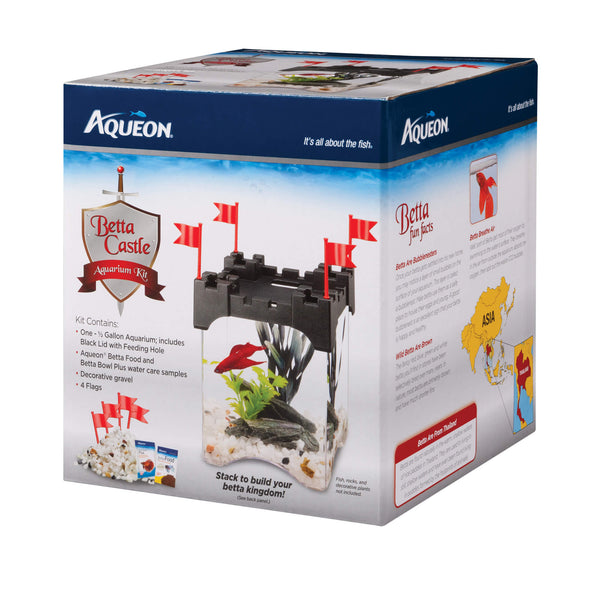 Aqueon Betta Castle Aquarium Kit, Black, 0.5-gallon