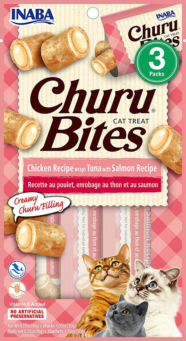INABA Churu Bites Chicken Wraps Tuna & Salmon Grain-Free Cat Treats
