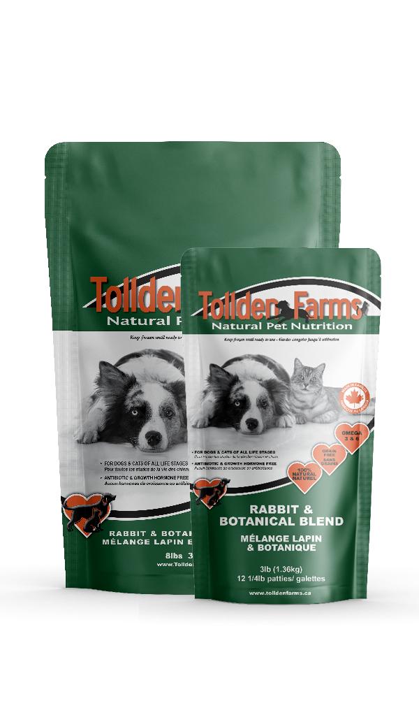 Tollden Farms Mélange congelé de lapin et botanique pour chats et chiens