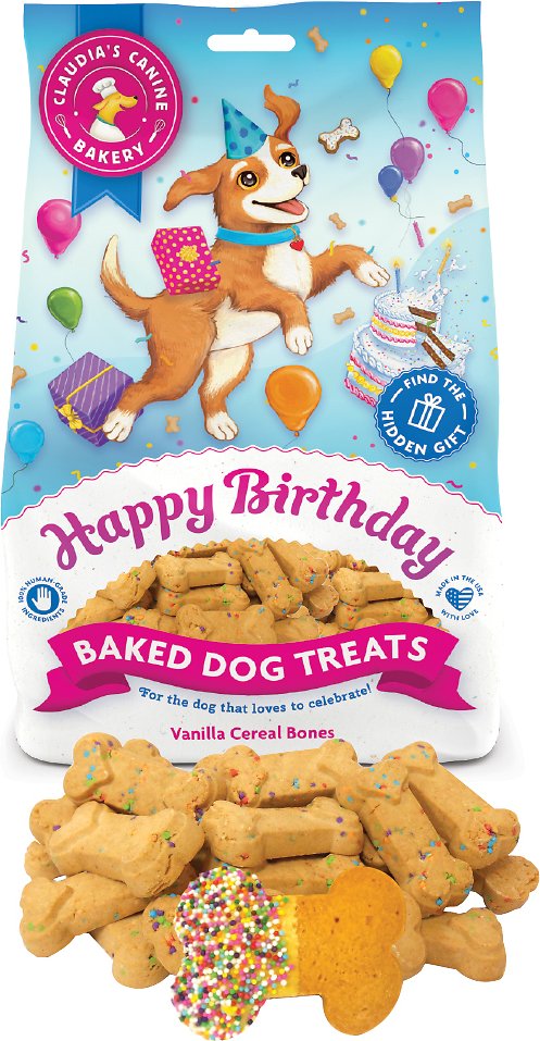 Claudia's Canine Bakery Friandises Happy Birthday Vanille Os de céréales cuites pour chiens