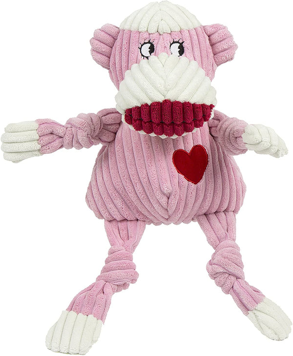 HuggleHounds Peluche durable Knottie Ms. singe en chaussette pour chien