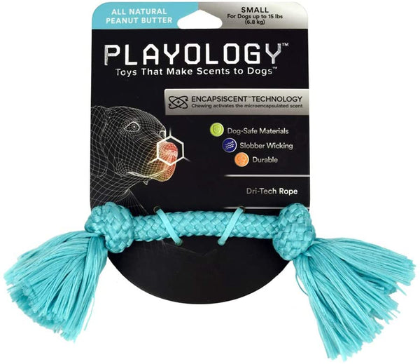 Playology Jouet pour chien corde Dri-Tech parfum beurre de cacahuète
