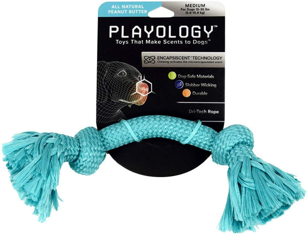 Playology Jouet pour chien corde Dri-Tech parfum beurre de cacahuète