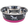 Coastal Maslow Gamelle antidérapante motif chiot, rose/gris