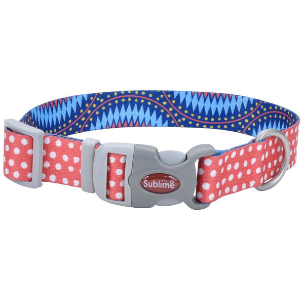 Sublime Adjustable Dog Collar, Dots Blue Diamond