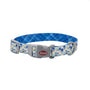Collier pour chien ajustable Sublime, chevrons vert jaune et bleu marine