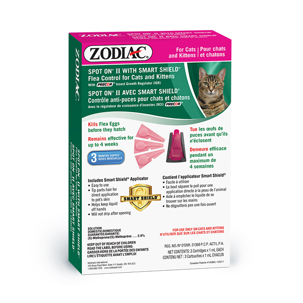 Zodiac Spot On II Smart Shield Contrôle des puces pour chats et chatons.