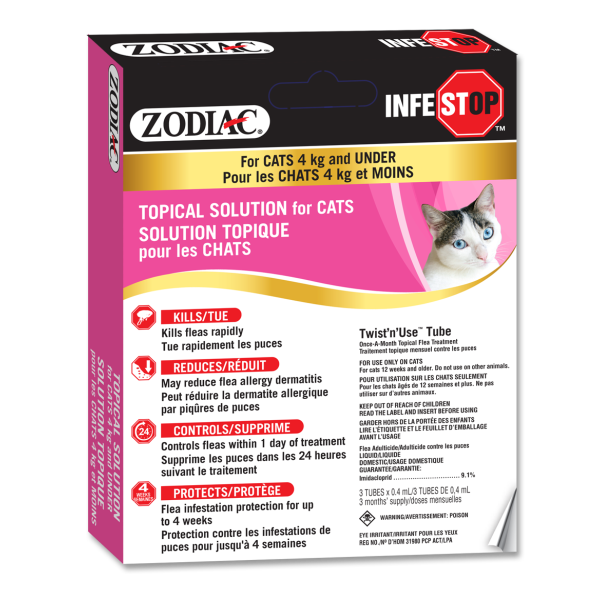 Zodiac Infestop Solution topique antipuces pour chats de plus de 4 kg