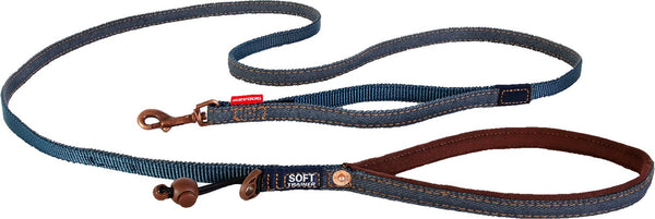 EzyDog Soft Trainer Lite with Traffic Control Handle Dog Leash, Denim, 6-ft