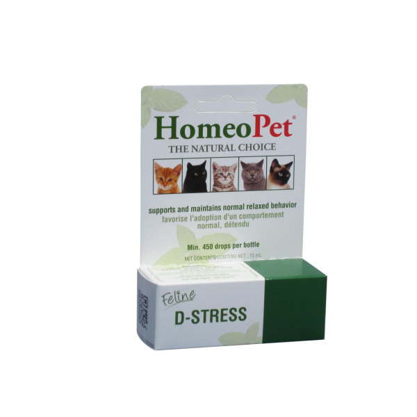 HomeoPet Feline D-Stress Anxiety Relief Cat Supplement, 15-mL