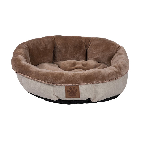 Precision SnooZZy Rustic Elegance Round Shearling Dog Bed, Buff, 17-in x 4.5-in