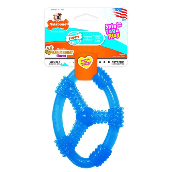Nylabone Puppy Chew Spin, Tug & Play Peanut Butter Flavor Dog Toy